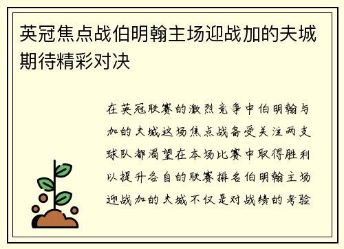 英冠焦点战伯明翰主场迎战加的夫城期待精彩对决